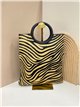 Animal print leather bag with faux fur