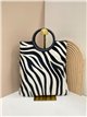 Animal print leather bag with faux fur