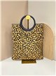 Animal print leather bag with faux fur