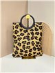 Animal print leather bag with faux fur