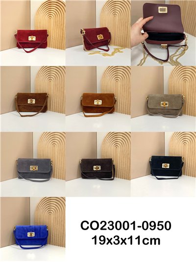 Bolso bandolera mini piel serraje con cadena