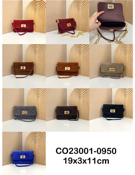 Bolso bandolera mini piel serraje con cadena