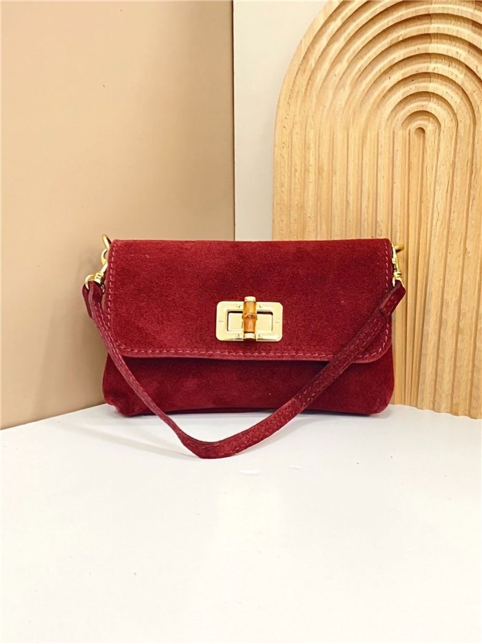 Bolso bandolera mini piel serraje con cadena