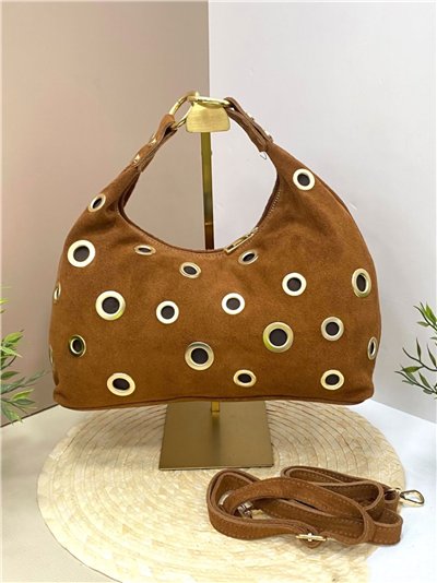 Bolso de mano piel serraje ojales 2