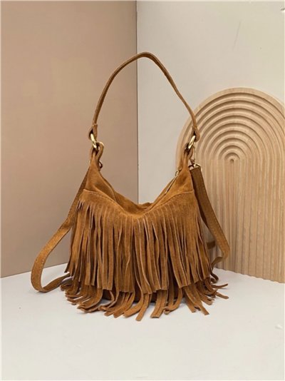 Bolso de hombro piel serraje con flecos 2