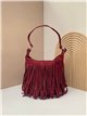 Bolso de hombro piel serraje con flecos