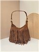 Bolso de hombro piel serraje con flecos