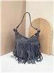 Bolso de hombro piel serraje con flecos