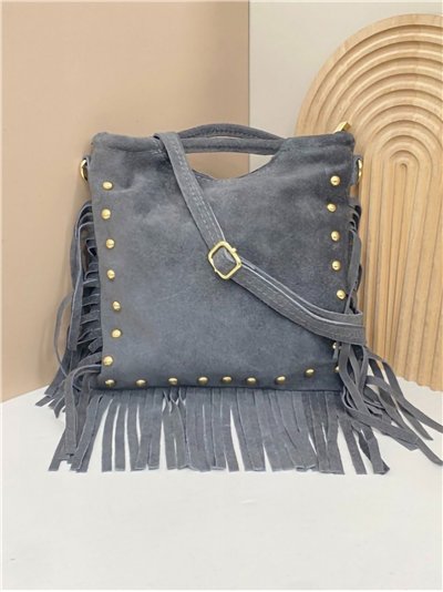 Bolso de mano piel serraje con flecos laterales 2