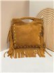 Bolso de mano piel serraje con flecos laterales