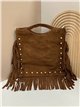 Bolso de mano piel serraje con flecos laterales