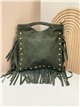 Bolso de mano piel serraje con flecos laterales
