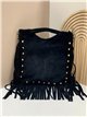 Bolso de mano piel serraje con flecos laterales