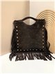 Bolso de mano piel serraje con flecos laterales