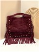 Bolso de mano piel serraje con flecos laterales