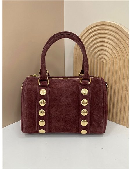 Mini bolso bowling piel serraje con tachuelas