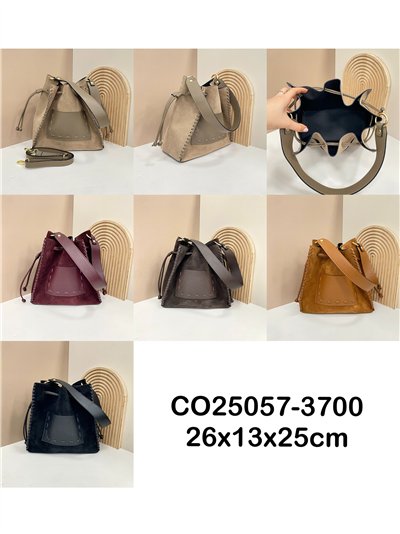 Bombonera piel serraje con bolsillo contraste