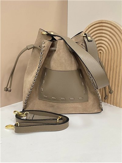 Bombonera piel serraje con bolsillo contraste 2