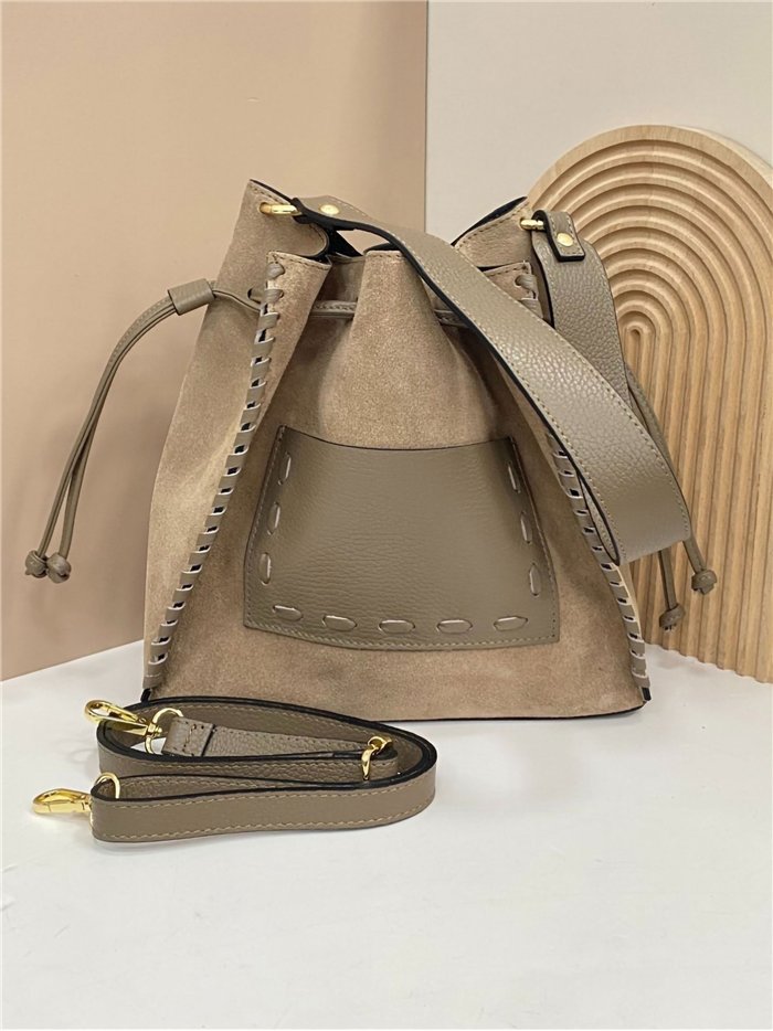 Bombonera piel serraje con bolsillo contraste