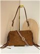 Bolso de hombro piel serraje con flecos laterales