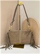 Bolso de hombro piel serraje con flecos laterales