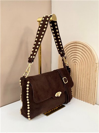 Bolso de hombro piel serraje con tira tachonada 2