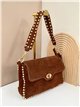 Bolso de hombro piel serraje con tira tachonada