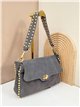 Bolso de hombro piel serraje con tira tachonada