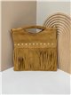 Bolso de mano piel serraje con flecos y tachuelas