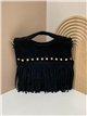 Bolso de mano piel serraje con flecos y tachuelas