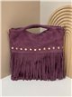 Bolso de mano piel serraje con flecos y tachuelas