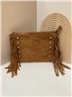 Clutch piel serraje con flecos y tachuelas