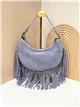 Bolso bandolera media luna piel serraje con flecos