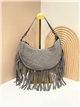 Bolso bandolera media luna piel serraje con flecos