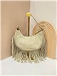 Bolso bandolera media luna piel serraje con flecos