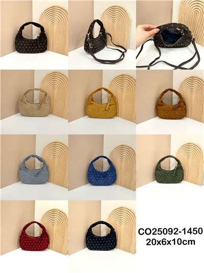 Mini bolso de mano piel serraje con tachuelas