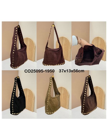 Hobo piel serraje con maxi tachuelas