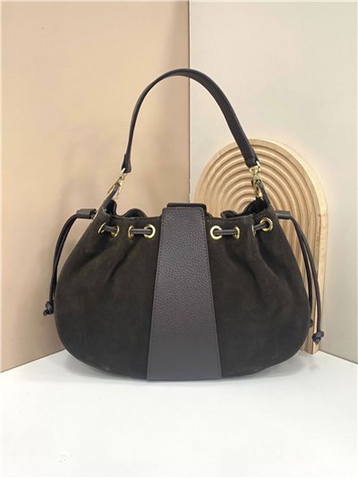 Bolso bombonera piel bicolor frunces 2