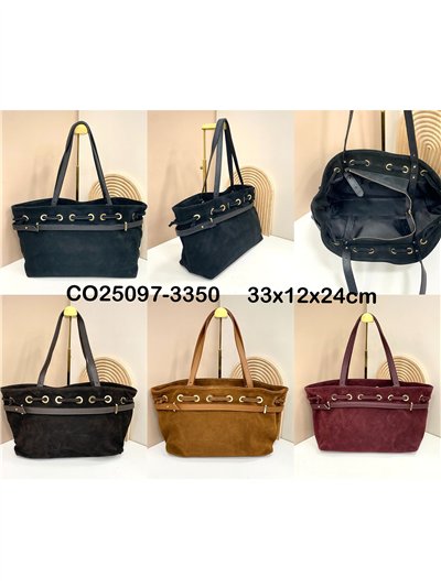 Shopper piel serraje con ojales