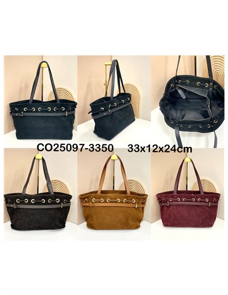 Shopper piel serraje con ojales