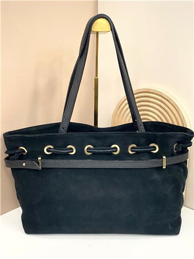 Shopper piel serraje con ojales 2