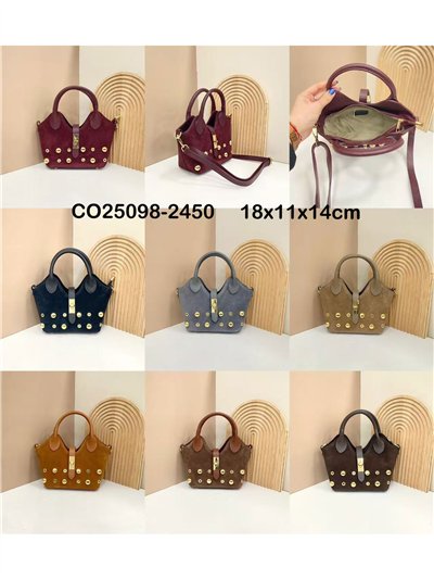 Mini tote piel serraje con tachuelas