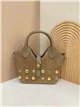 Mini studded split leather tote