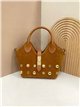 Mini studded split leather tote