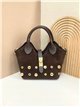 Mini studded split leather tote