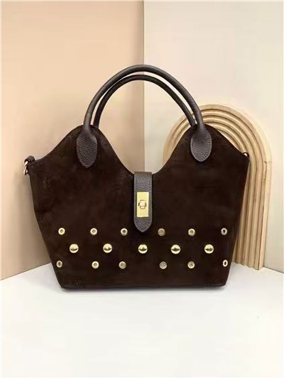 Tote bag piel serraje con tachuelas 2