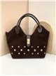 Tote bag piel serraje con tachuelas