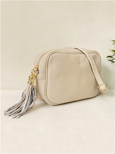 Bolso bandolera de piel con borla y cremallera 2