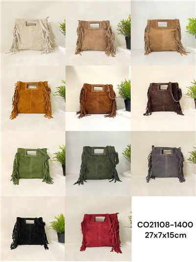 Bolso de piel serraje con flecos