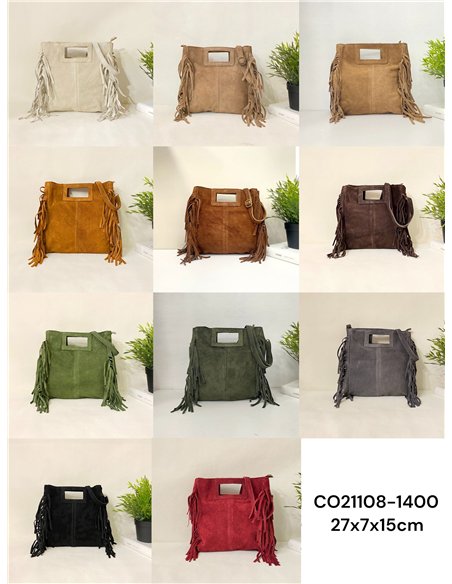 Bolso de piel serraje con flecos